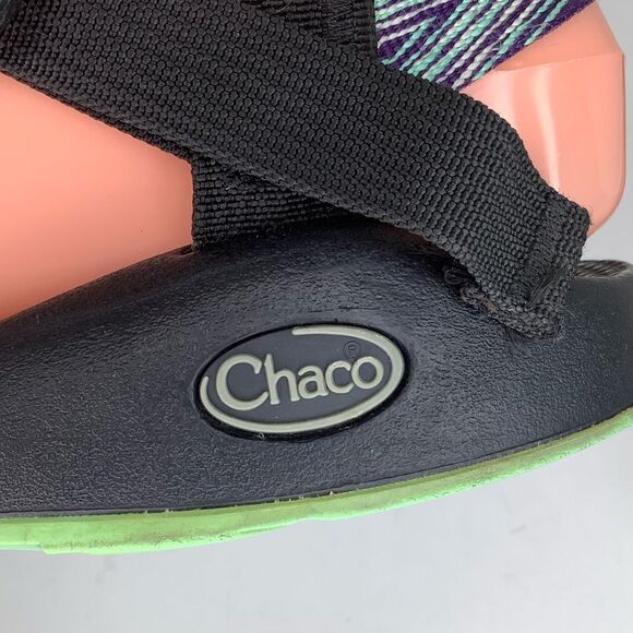 Chaco Webbing Vibram Comfort Gray/Green Strap Outdoor Sandal Shoes Sz W7 - Picture 11 of 11